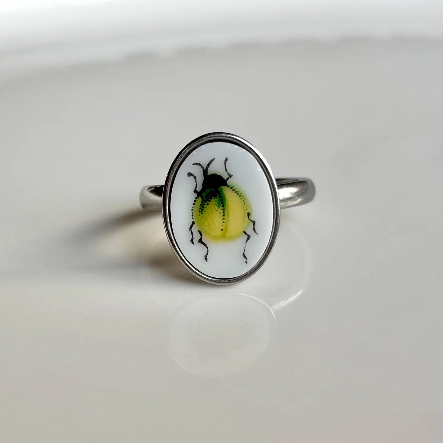 Beetle Ring Adjustable | Vintage Broken China Jewelry