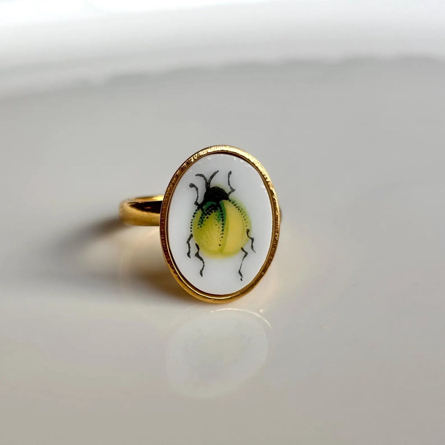 Beetle Ring Adjustable | Vintage Broken China Jewelry
