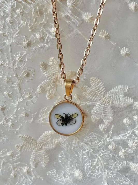 Butterfly Necklace Yellow | Vintage Broken China Jewelry